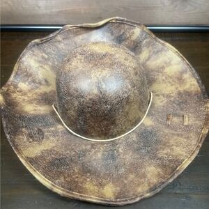 Disney Pirates of the Caribbean Costume Hat Brown Faux Leather Pirate Cosplay